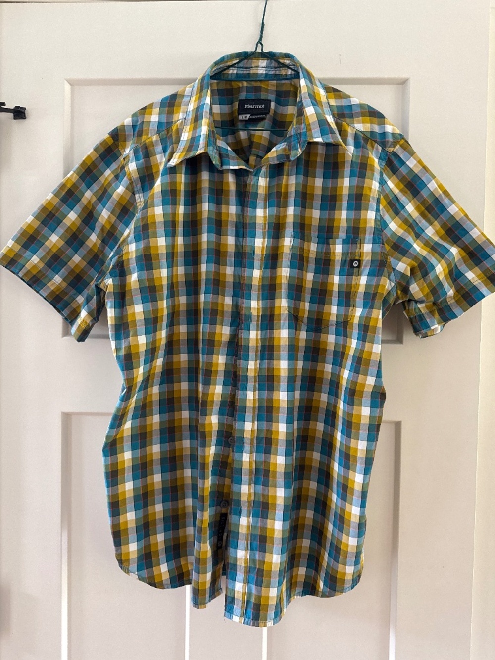 Marmot Mens Short Sleeve Button Down Plaid Shirt Quick Dry Trail